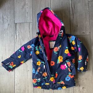 Hanna Andersson Navy Floral Raincoat with Pink Lining